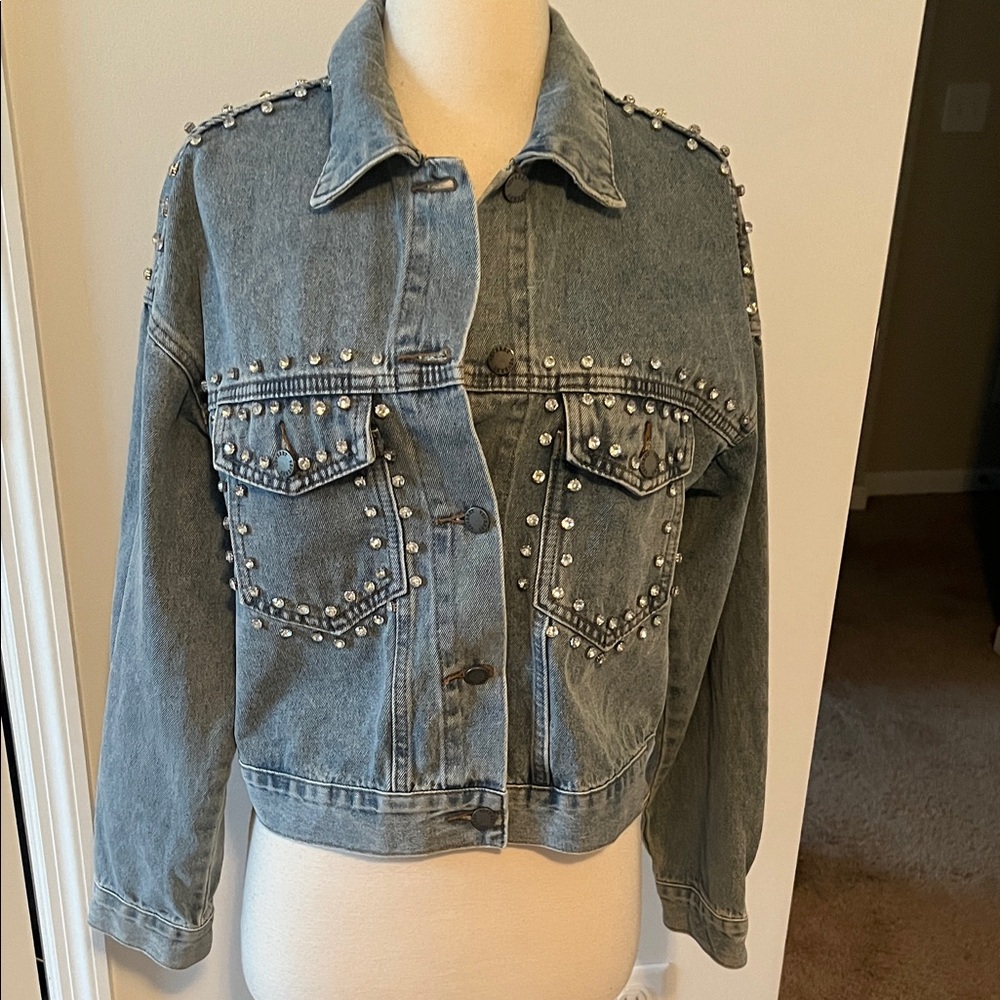 Women's Studded Blue Denim Jacket
